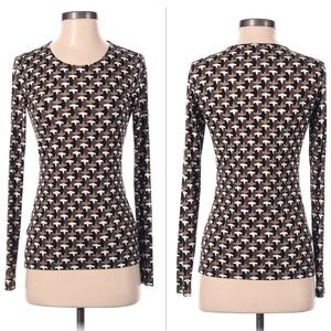 🐠Worth New York Patterned Jersey Long Sleeve Top Small | Office to Weekend Style